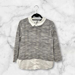 Ann Taylor Contrasting Sweater With Collar
